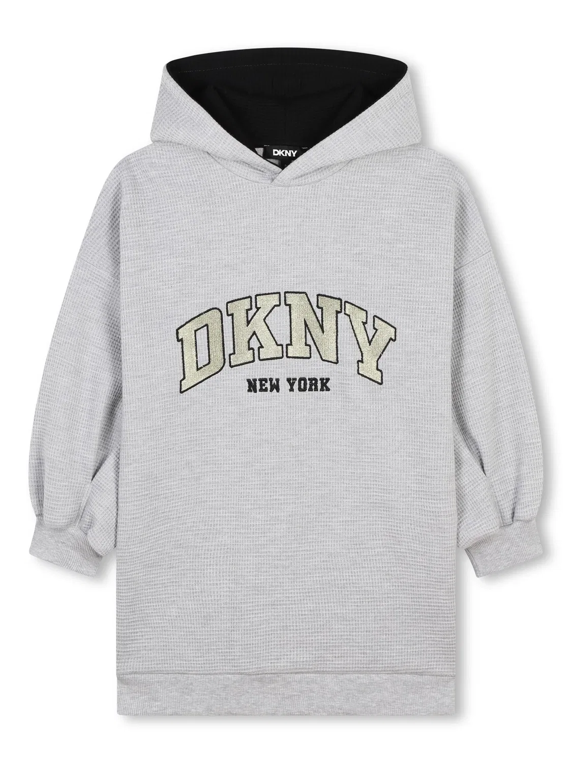 Платье с капюшоном и вышитым логотипом DKNY, серый