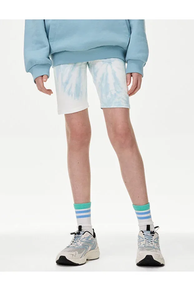 Детские шорты для девочек с принтом Ombre Cycling Shorts Marks & Spencer, Light Blue — фото 3