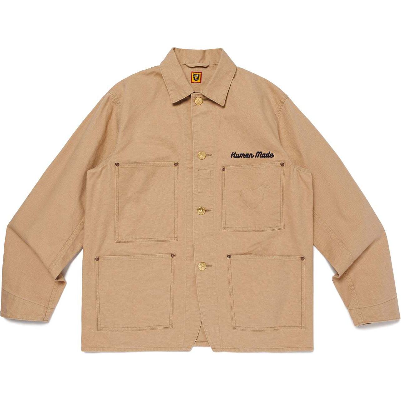 

HUMAN MADE Рубашка-куртка с вышитым логотипом, Light Umber