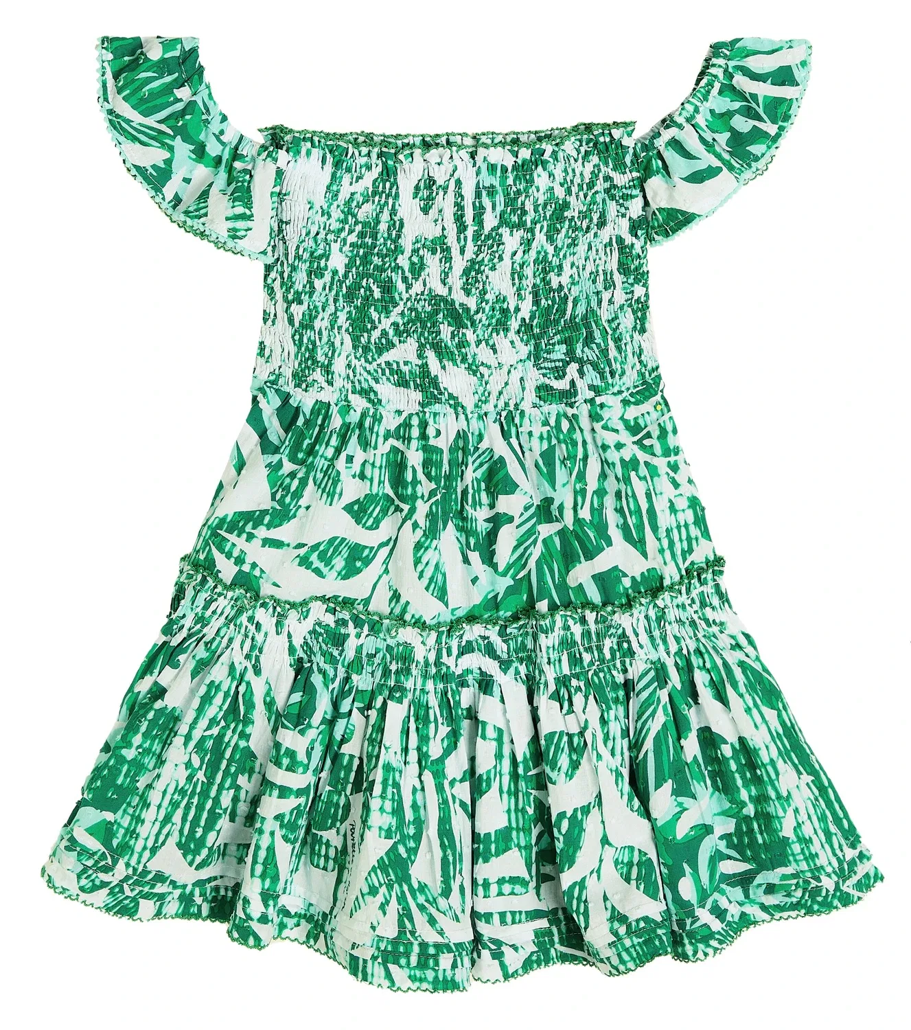 Платье хлопковое Аврора Poupette St Barth Kids, зеленый