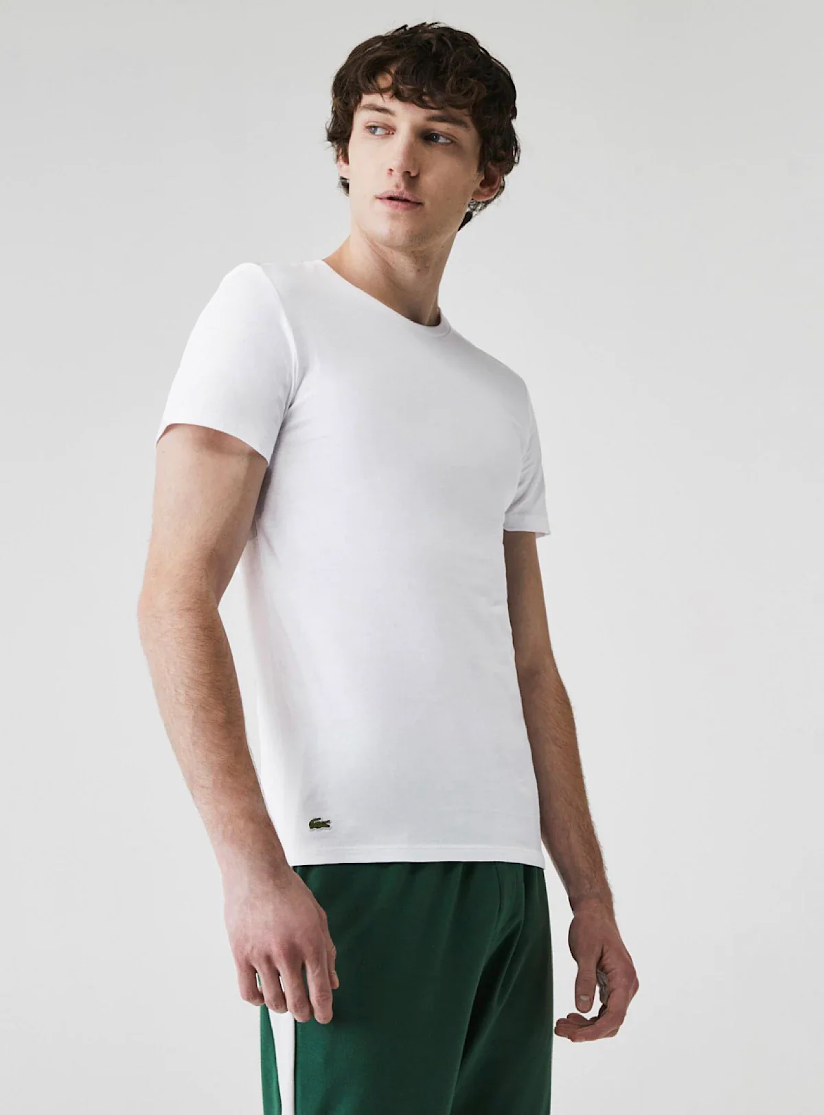 Комплект футболок Lacoste 100% Cotton Slim Fit Crew Neck, 3 шт., белый/черный — фото 2
