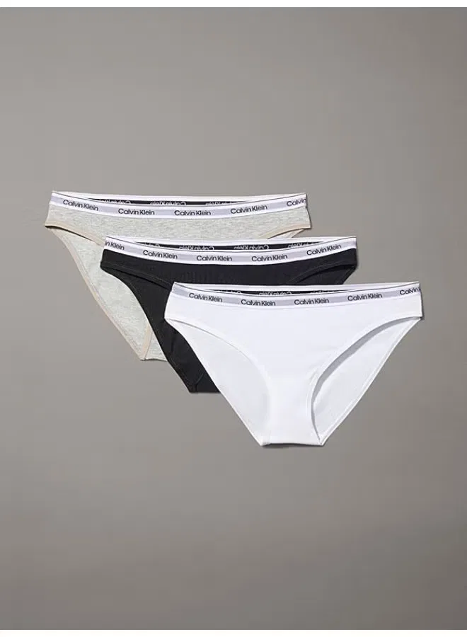 Трусы бикини с низкой посадкой, комплект из 3 штук, Modern Logo, Calvin Klein, черный