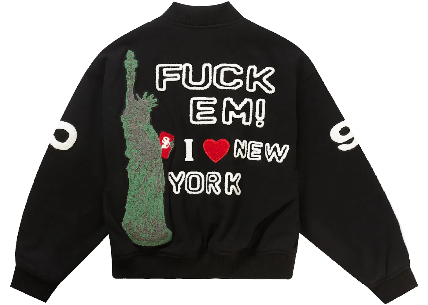 Мужская куртка-бомбер с вышивкой Supreme Tourist Varsity Jacket, Black — фото 3