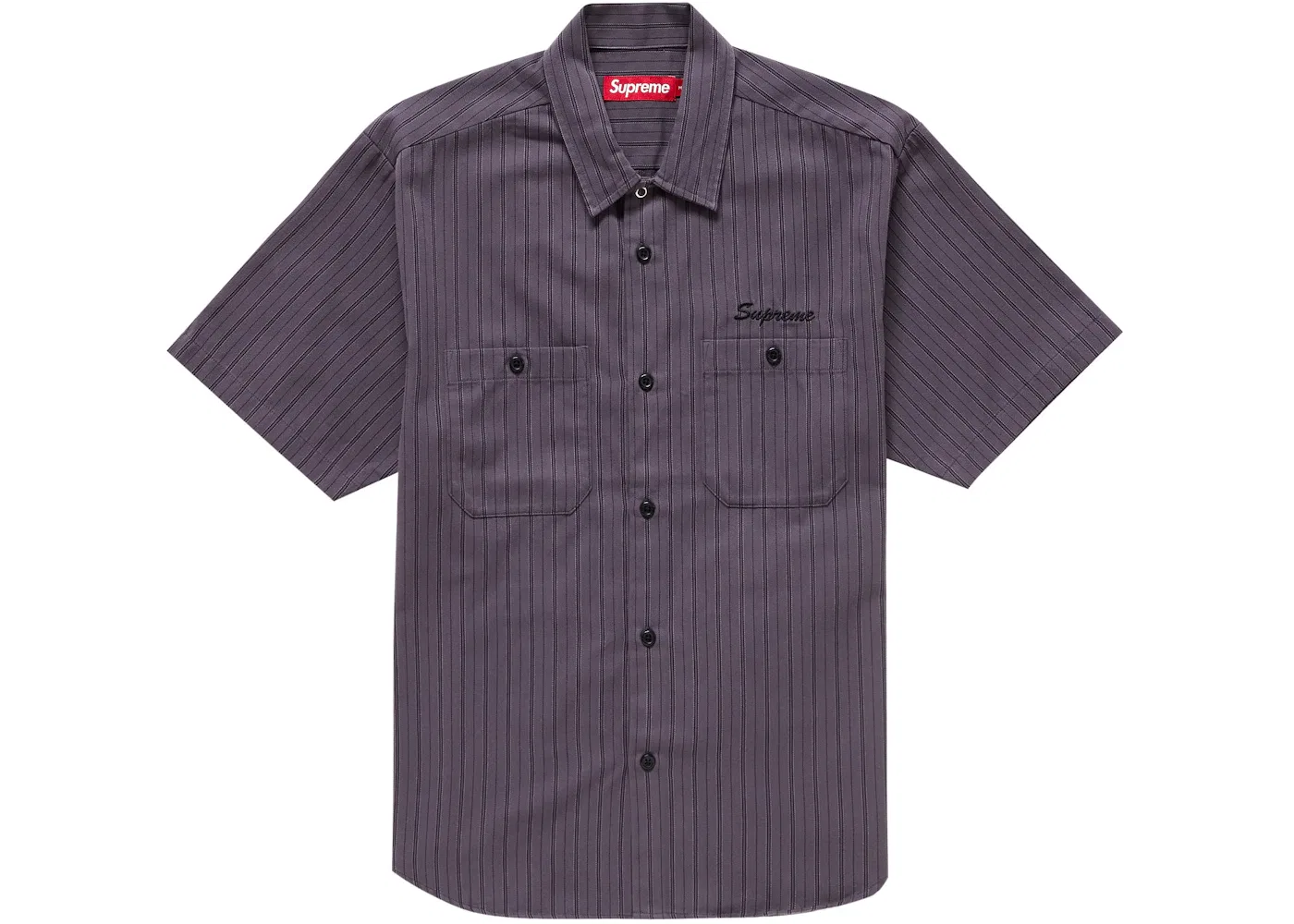 Мужская рубашка с коротким рукавом с принтом Supreme AOI Eyes S/S Work Shirt, Stripe