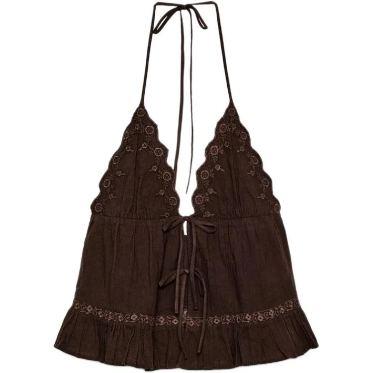 Женское хлопковое камисоле Brown ZARA, Brown