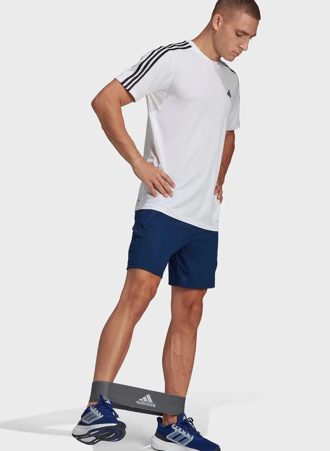 Шорты тренировочные с логотипом Adidas, темно-синий — фото 3