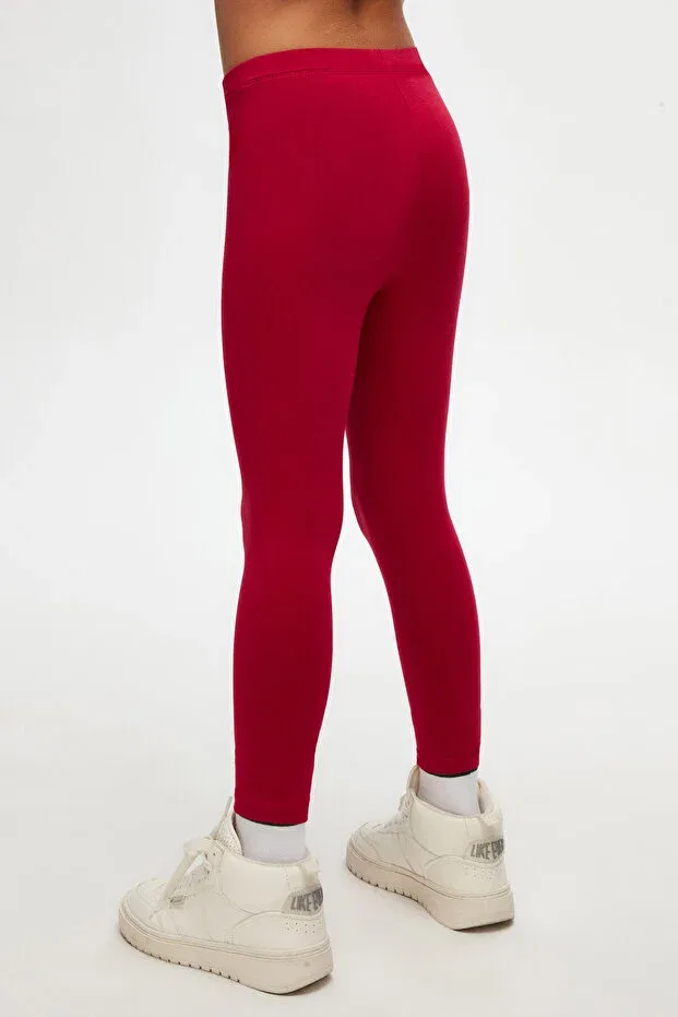 Детские леггинсы для девочек базовые Red basic girls' summer leggings Lovetti, Poppy Red — фото 4