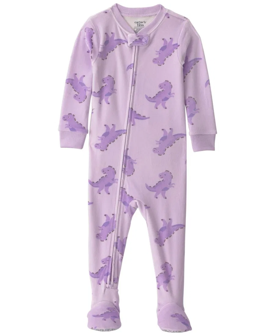 Пижама с ножками из велюра Dream Plush с принтом Dino Carter's, Purple