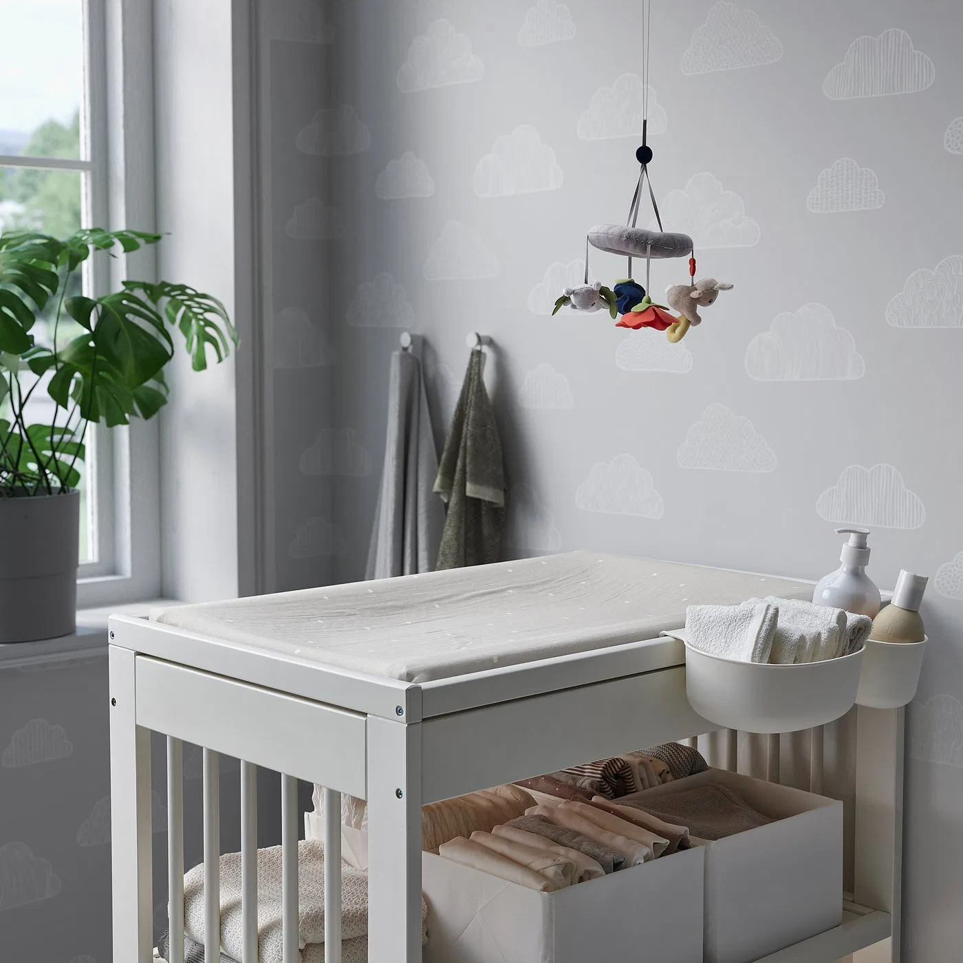 IKEA VÄDRA Детский коврик с чехлом, в горошек/серый, 48x74 см — фото 2
