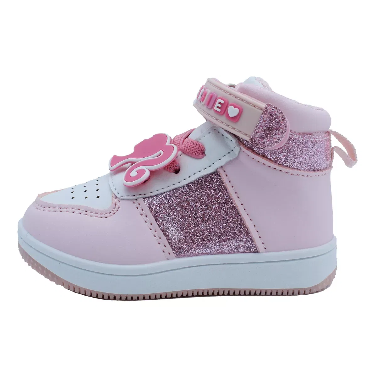 Детские кроссовки для девочек высокие Barbie, Pink Glitter Barbie — фото 3
