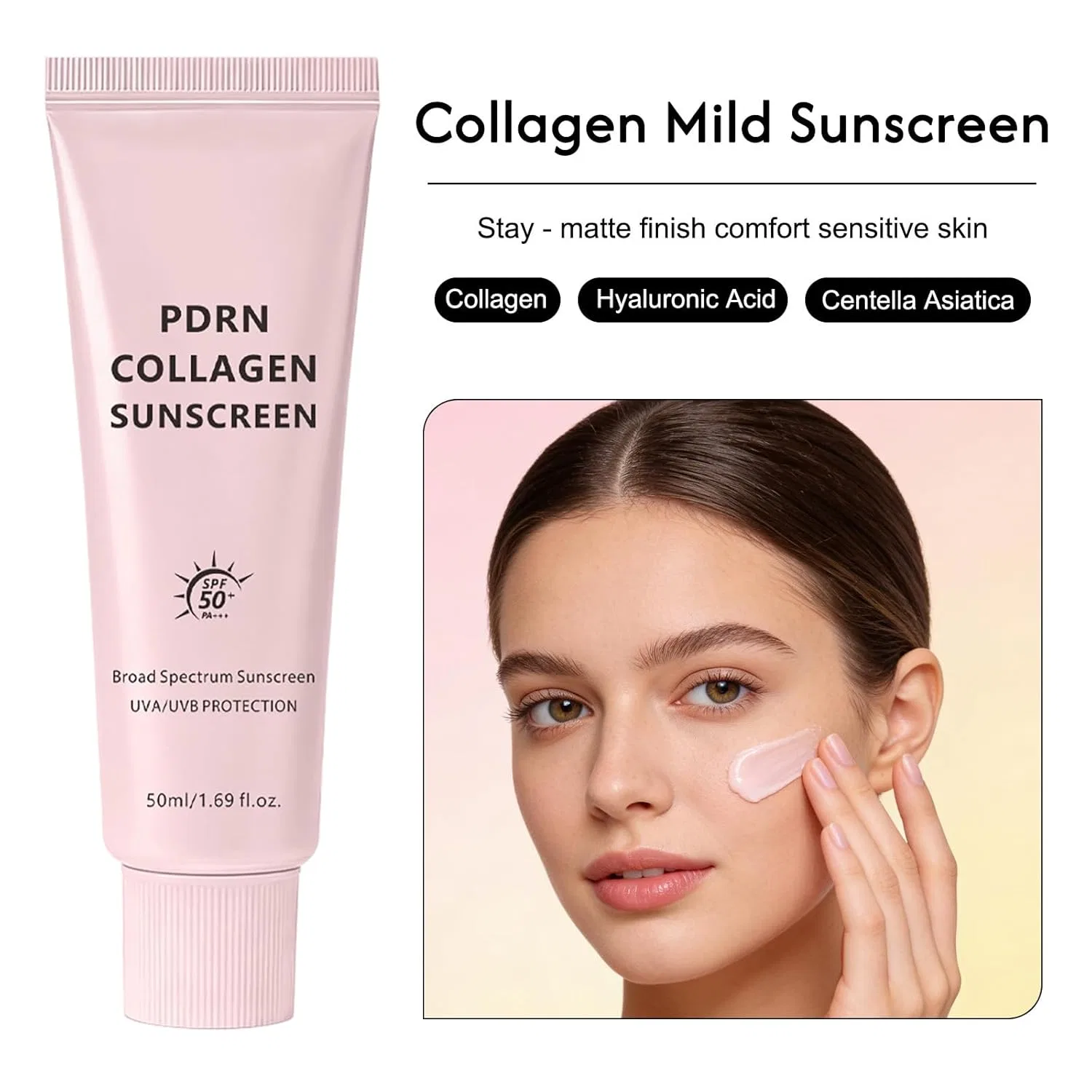 Солнцезащитный крем для лица PDRN Collagen SPF 50, 50 мл, RadiantRe — фото 2