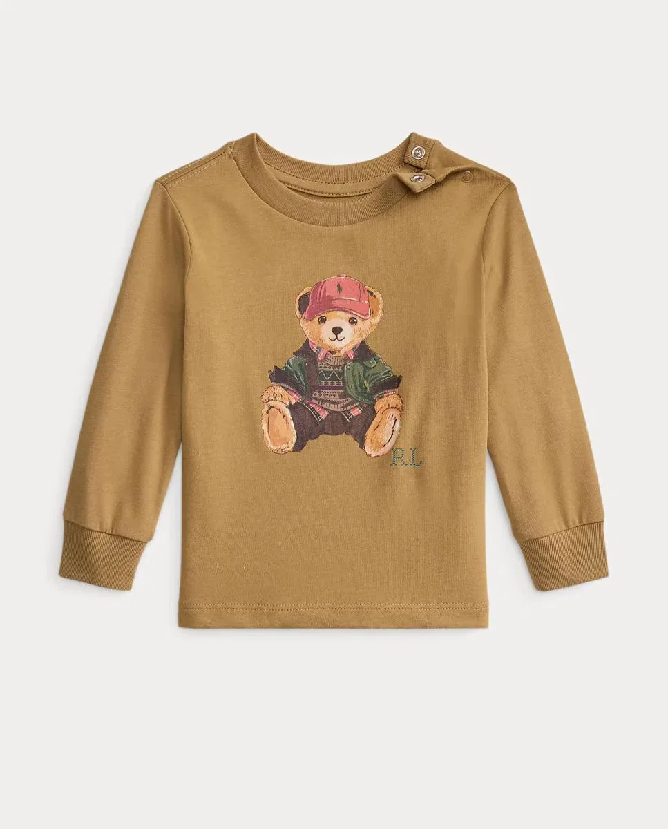 Детская футболка из хлопка, Unisex Polo Bear, Polo Ralph Lauren, верблюжий
