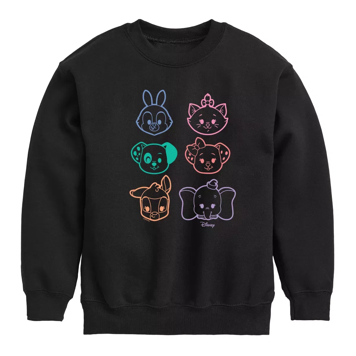 Детский свитшот с принтом Stacked Outline Faces Disney, Black