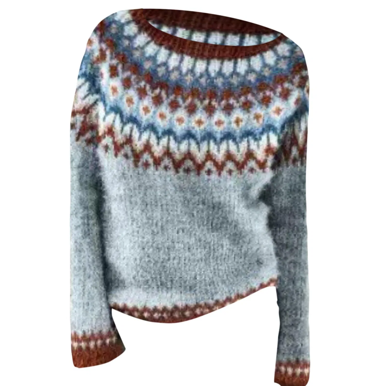 Женский свитер с жаккардовым узором Irish Sweater, 2-light Blue — фото 4