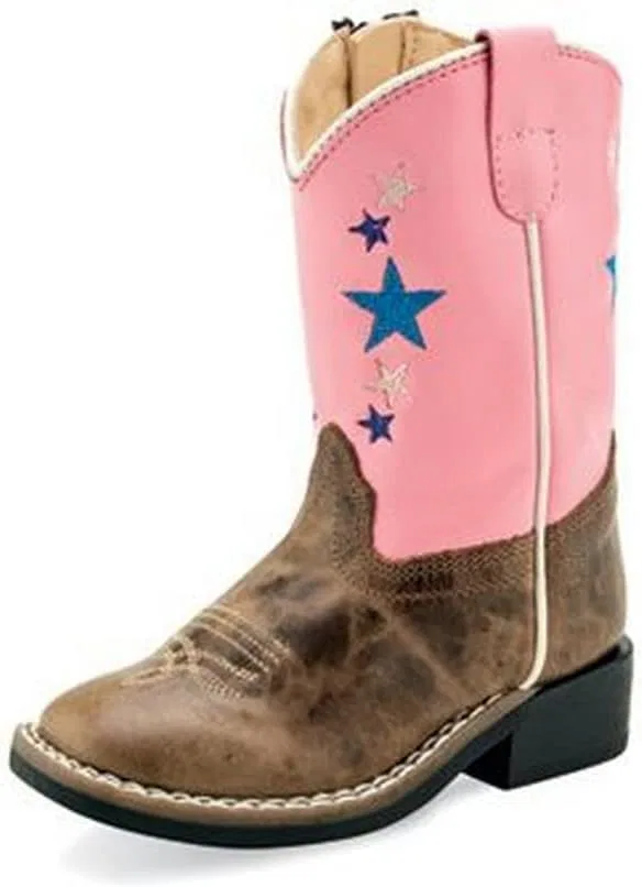 Детские сапоги для девочек Pretty Old West, Cactus Brown Foot/Pink Shaft
