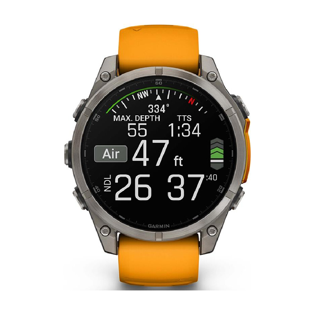 Умные часы Garmin Fenix 8, Sapphire, 47 мм, AMOLED 1.4", Wi-Fi, титановый/оранжевый — фото 2