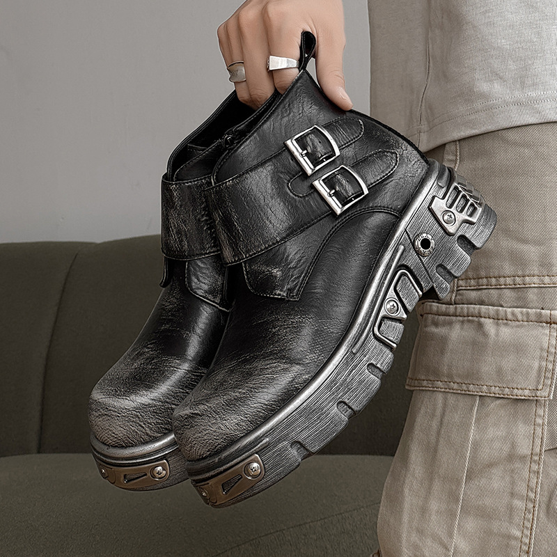 WEISHIBANGWEI Мужские серебряные ботинки на скрытой платформе, цвет Silver Hidden Wedge — фото 4