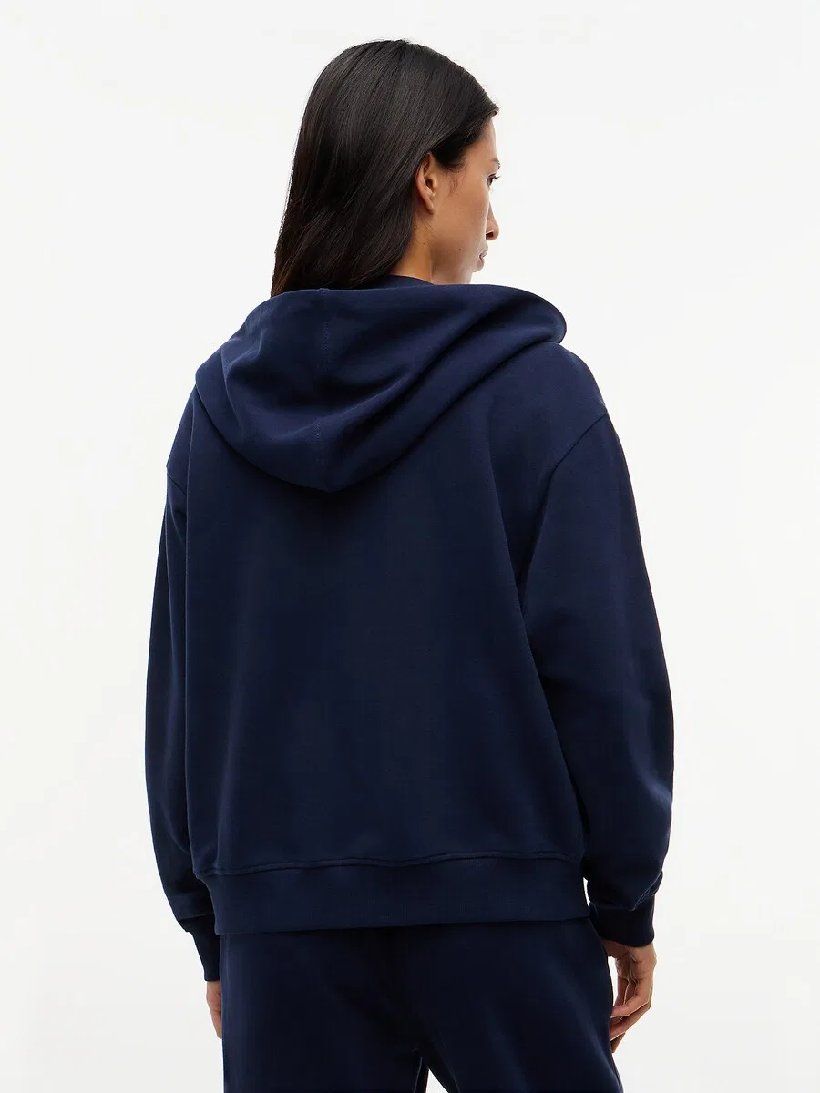Худи на молнии TOMMY HILFIGER 'Essential Terry' темно-синего цвета — фото 4