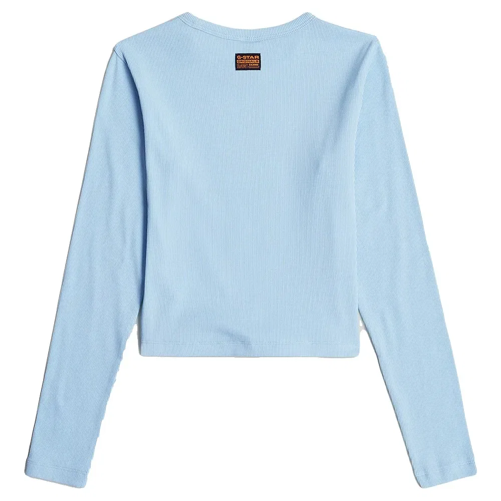 Детская футболка для девочек с длинным рукавом G-Star Slim Crop Long Sleeve T-Shirt, Blue — фото 4