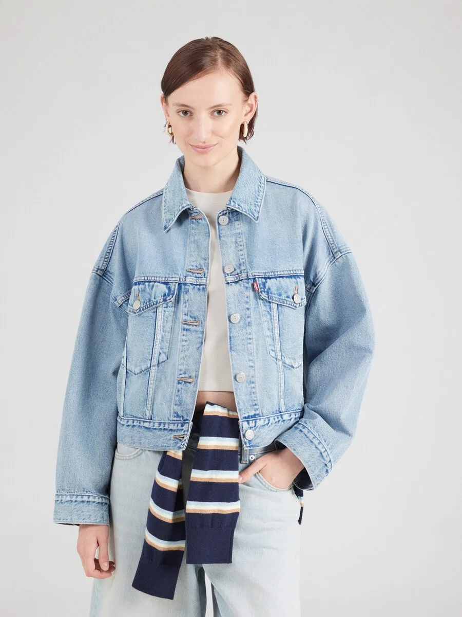 Куртка LEVI'S для межсезонья «Свободная укороченная куртка-тракер» небесно-голубого цвета — фото 2