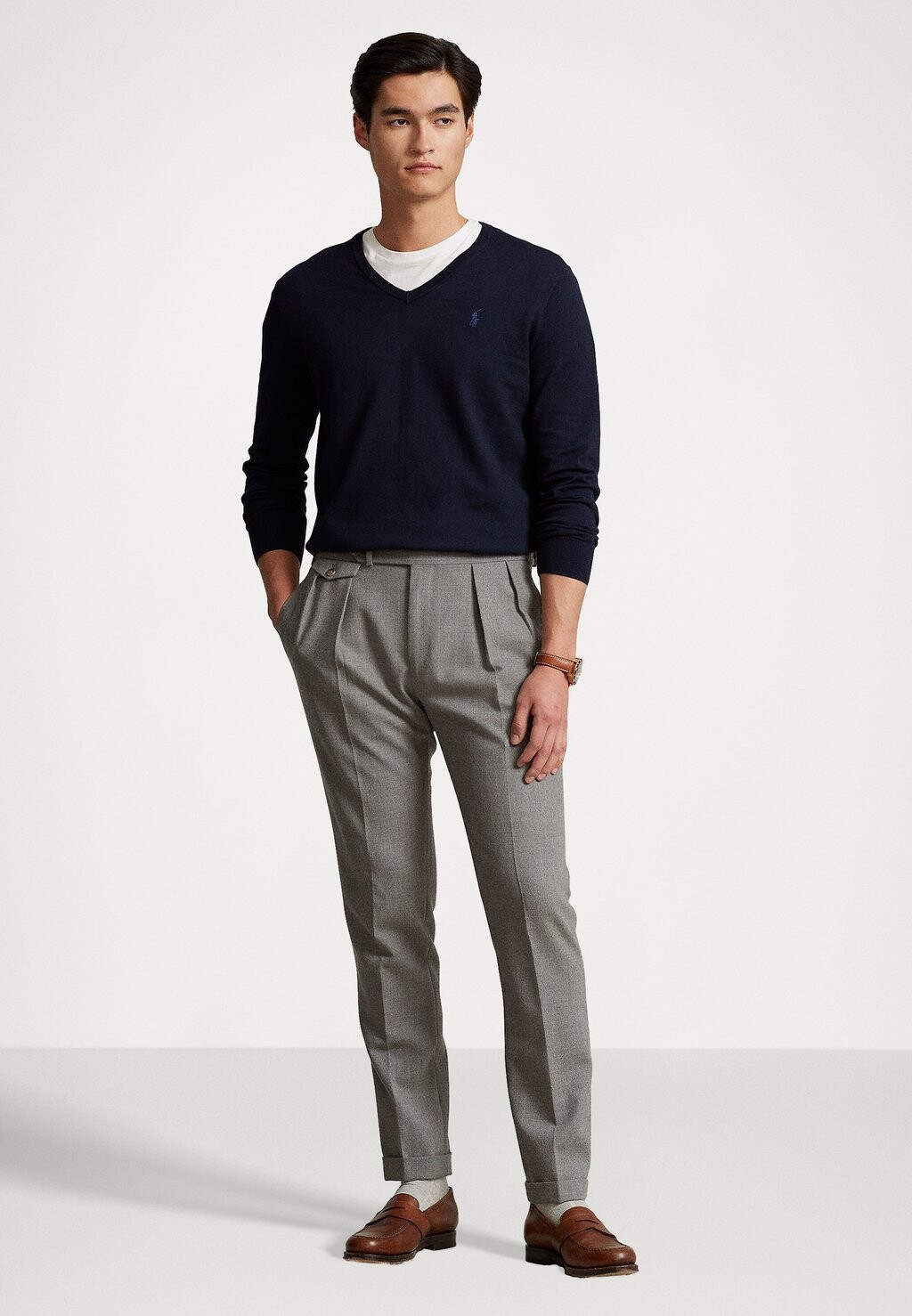 Свитер SLIM FIT V NECK Polo Ralph Lauren, темно-синий — фото 2