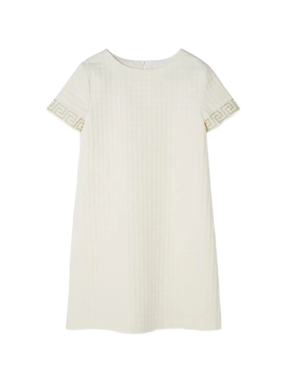 Клетчатое платье с вышивкой Greca Versace Kids, нейтральные цвета