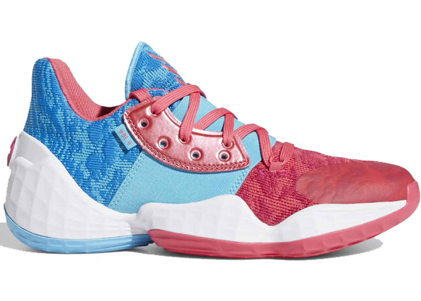 Детские кроссовки для мальчиков баскетбольные Adidas Harden Vol. 4, Bright Cyan/Real Pink/Cloud White