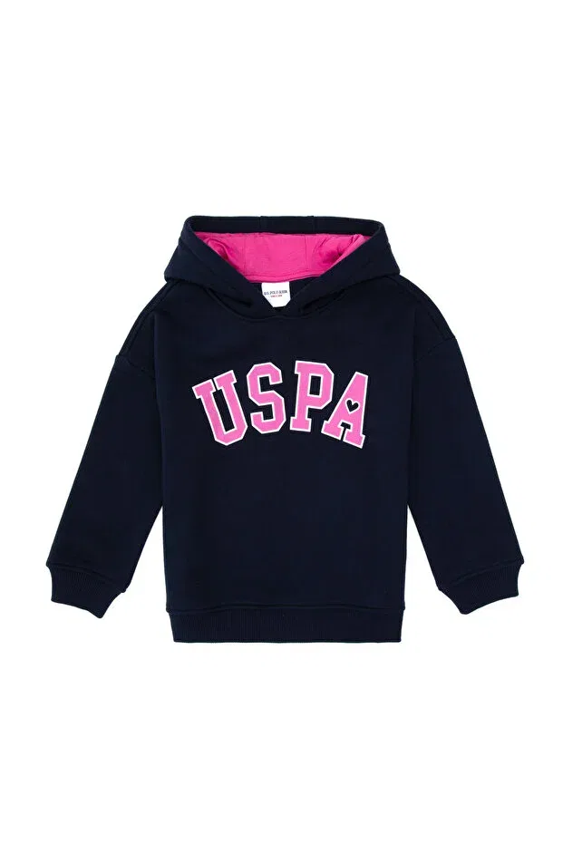 Детское худи для девочек с длинным рукавом U.S. Polo Assn., Navy Blue — фото 3