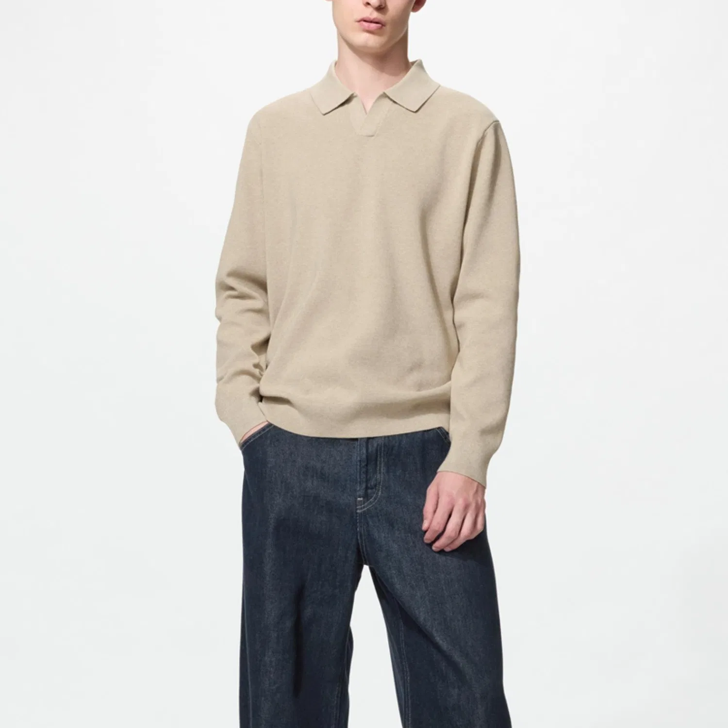 Мужское поло Beige UNIQLO — фото 4