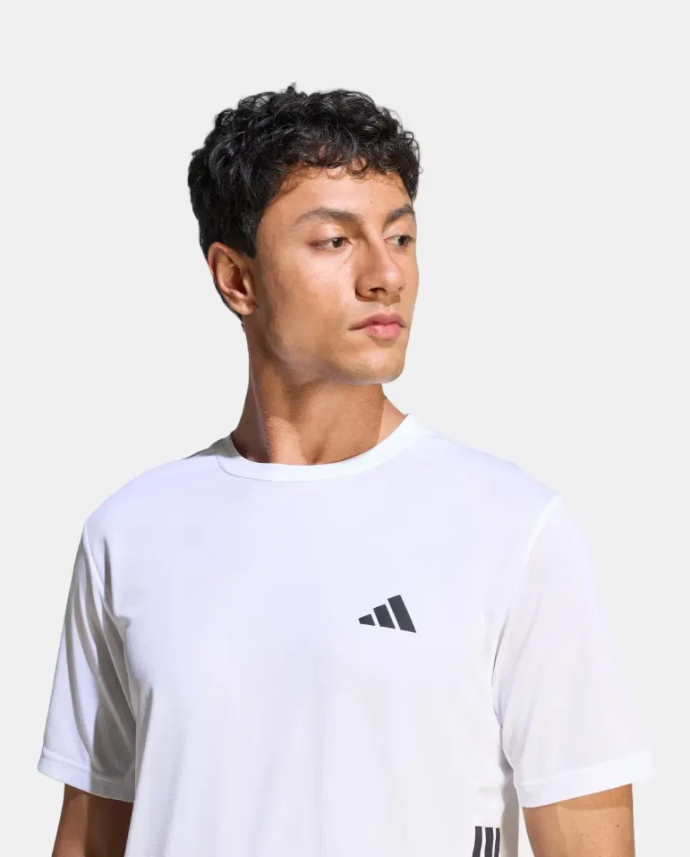 Мужская футболка тренировочная Essentials Base 3 Stripes adidas, Blanco — фото 3