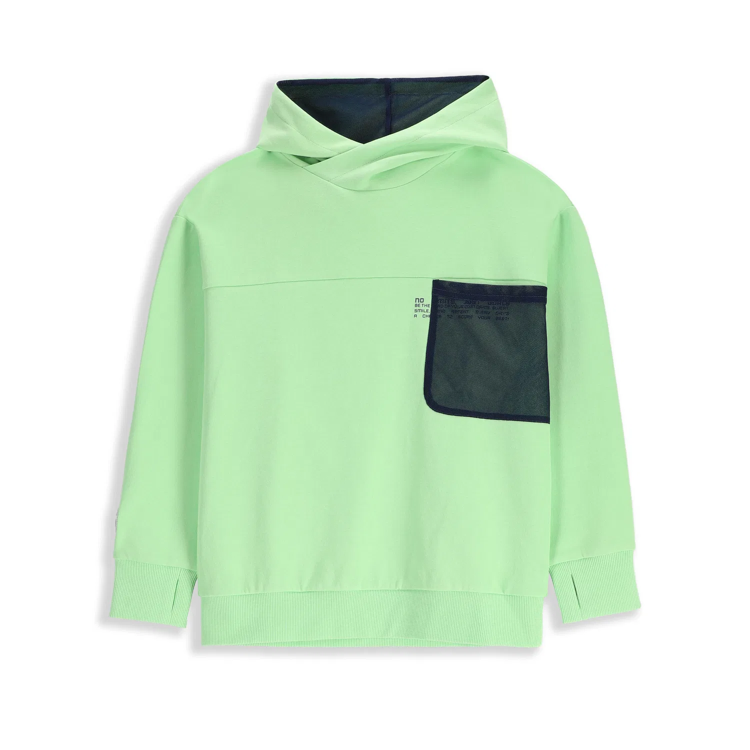 Детское худи с принтом Kinder Kapuzenpullover mit Mesh WL5 Lemon Explore, Hellgrun — фото 3