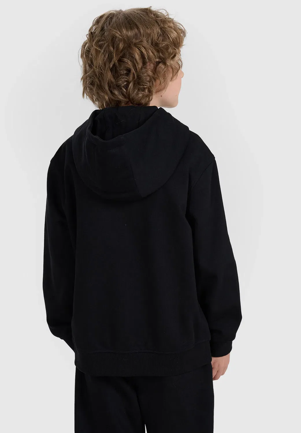 Bluza dresowa rozpinana z kapturem chłopięca - szara 122 (6-7 лат) - толстовка на молнии 4F, Deep Black — фото 3