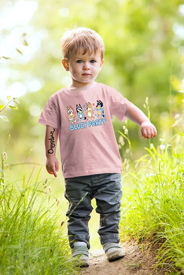 Детская футболка для мальчиков с принтом Bluey Printed Oneagılyazı, Pink