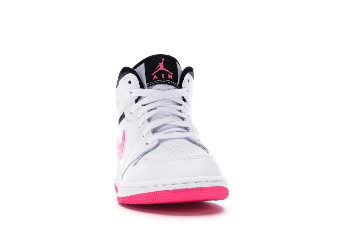 Детские кроссовки Lifestyle с длинным шнурованием Jordan 1 Mid, White/Black-Hyper Pink — фото 2