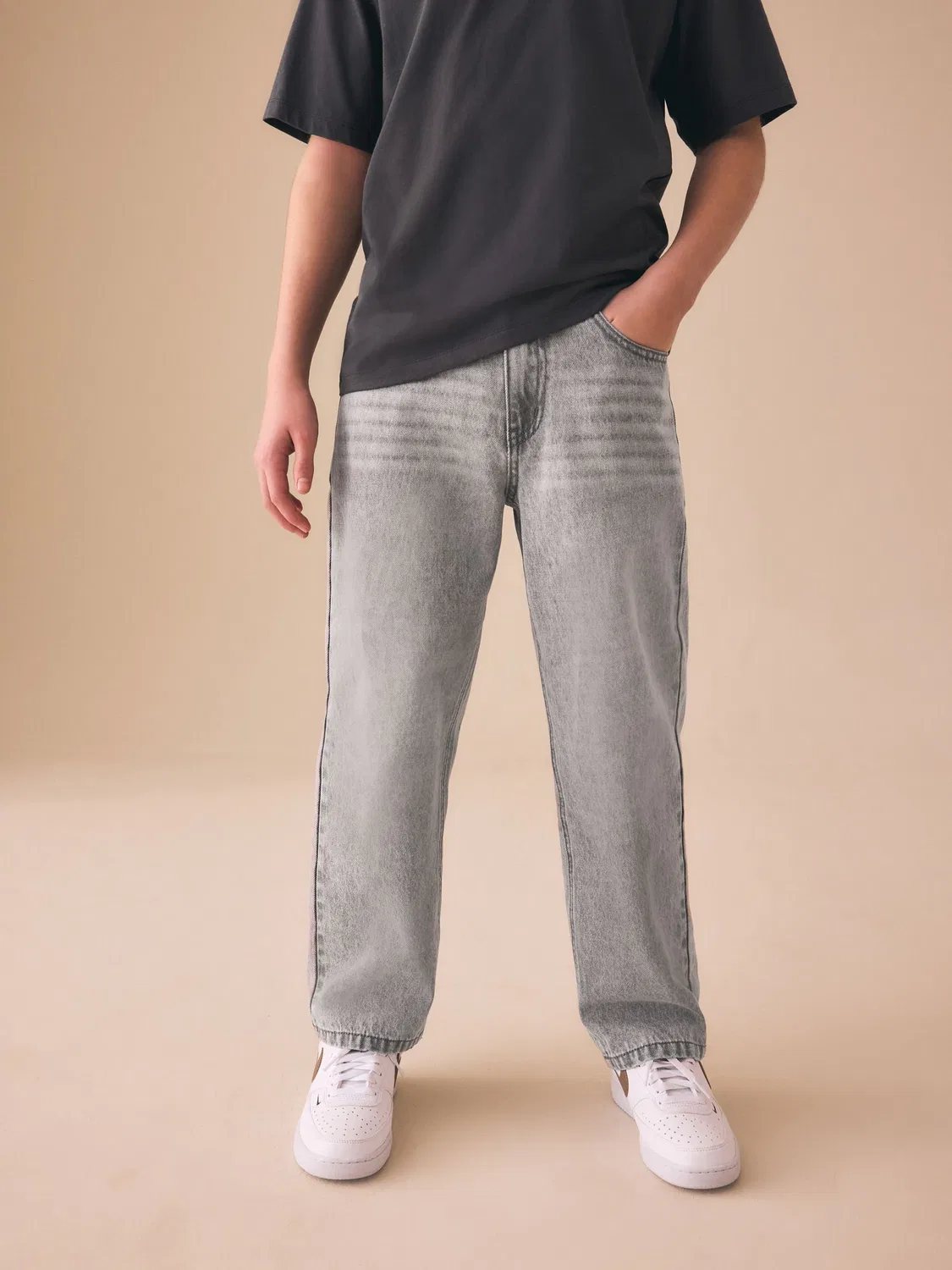 Джинсы свободного кроя Light Grey Authentic Jeans Next, светло-серый