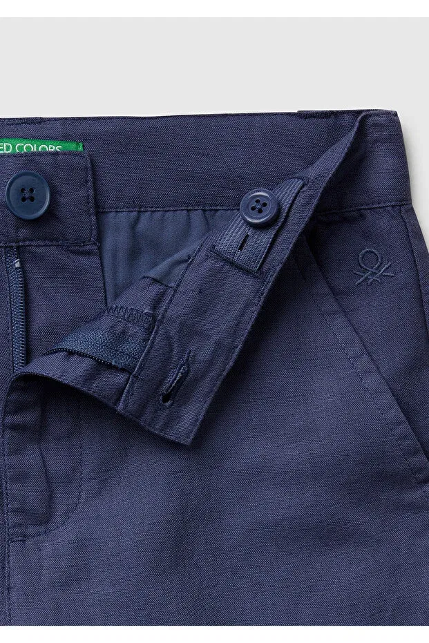 Детские брюки для мальчиков льняные United Colors Of Benetton, Navy Blue — фото 3