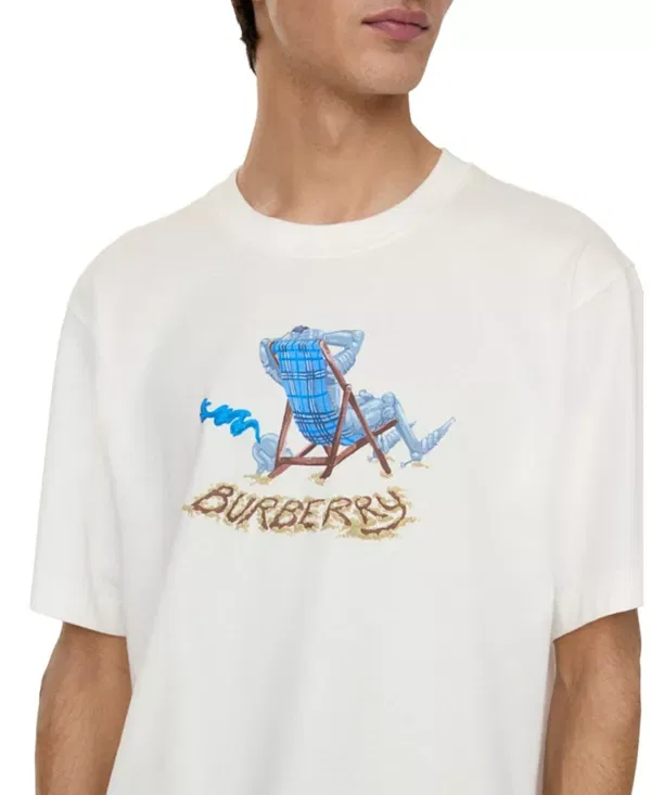 Мужская футболка с принтом Beach Knight Cotton T-Shirt Burberry, Chalk White — фото 3