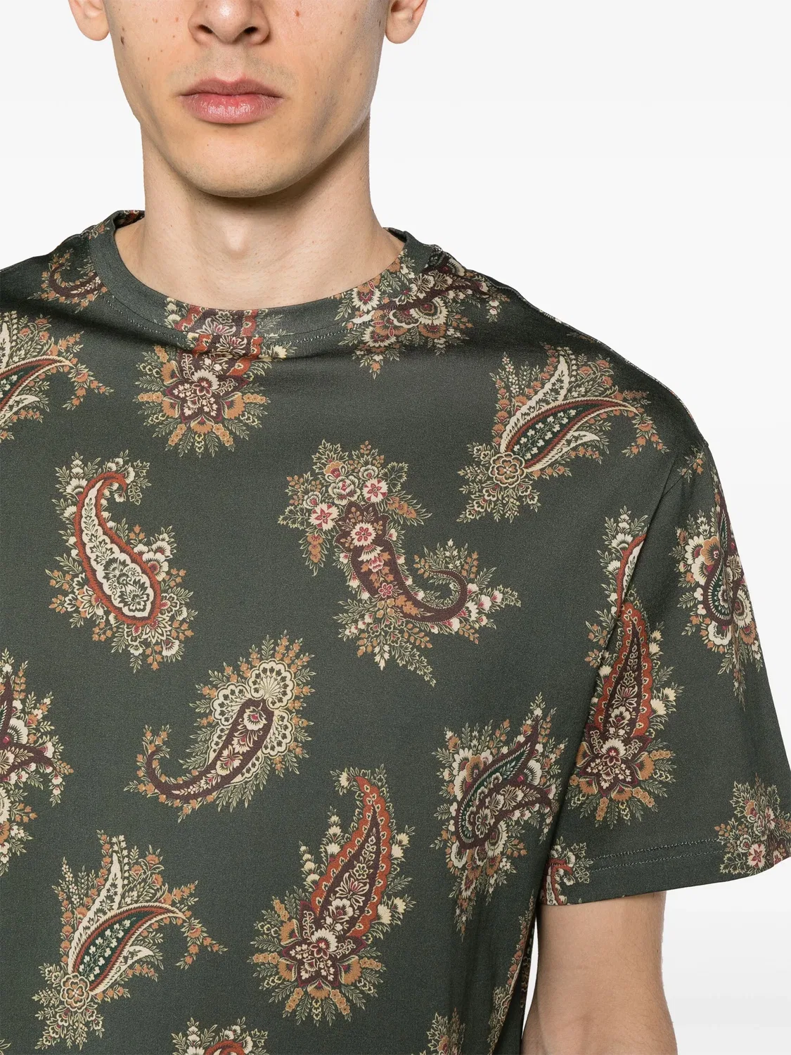 Футболка с узором пейсли из хлопка ETRO, зеленый — фото 2