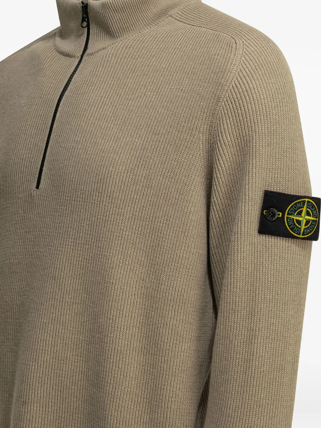Толстовка в рубчик с воротником на молнии Stone Island, нейтральные цвета — фото 2