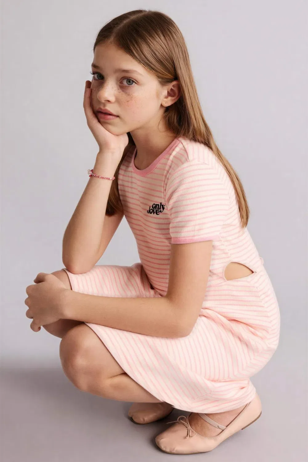 Платье с принтом полоска модель Striped cotton Defacto, розовый — фото 3
