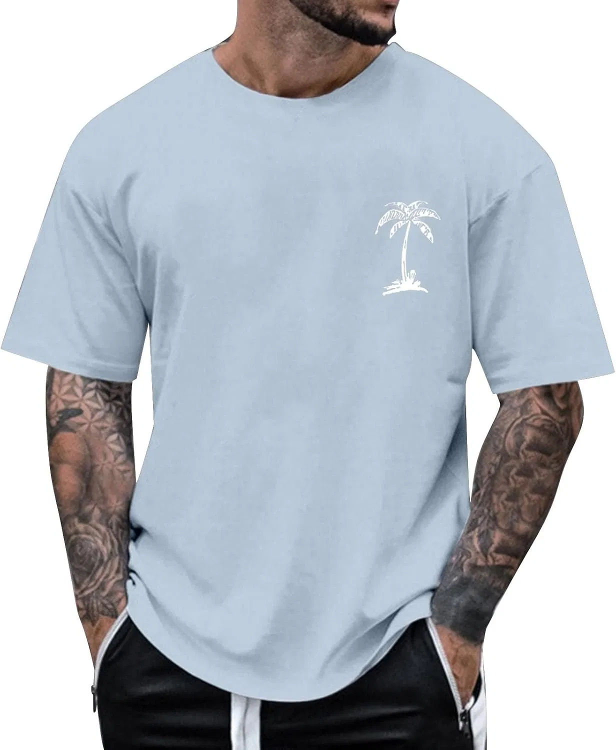 Мужская футболка с принтом Palm Tree, голубой