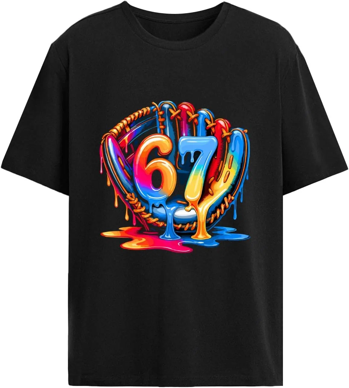 Женская футболка с графическим принтом Baseball Drips Creams 67, Allblack