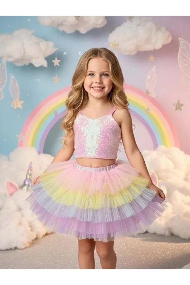 Детское вечернее платье для девочек с пайетками Zekids, Colored