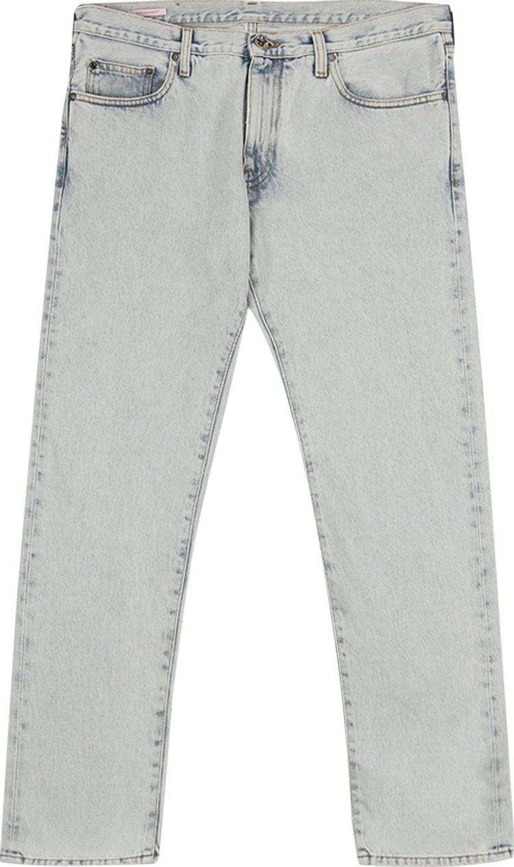 Джинсы Off-White Arrows Logo Slim Fit Jeans 'Bleach Blue/White', белый - фото