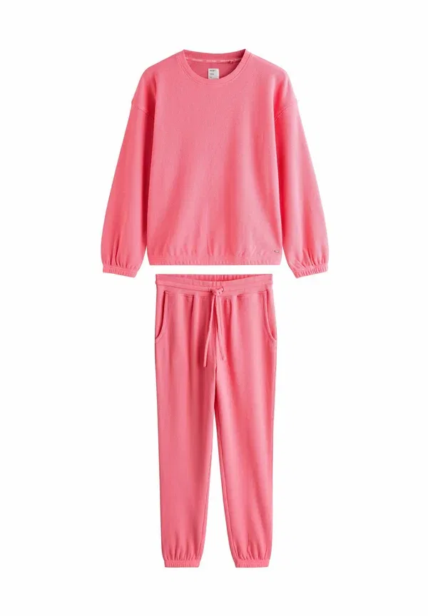 Пижамный комплект из хлопка Cosy waffle long sleeve set Next, Bright Pink, розовый