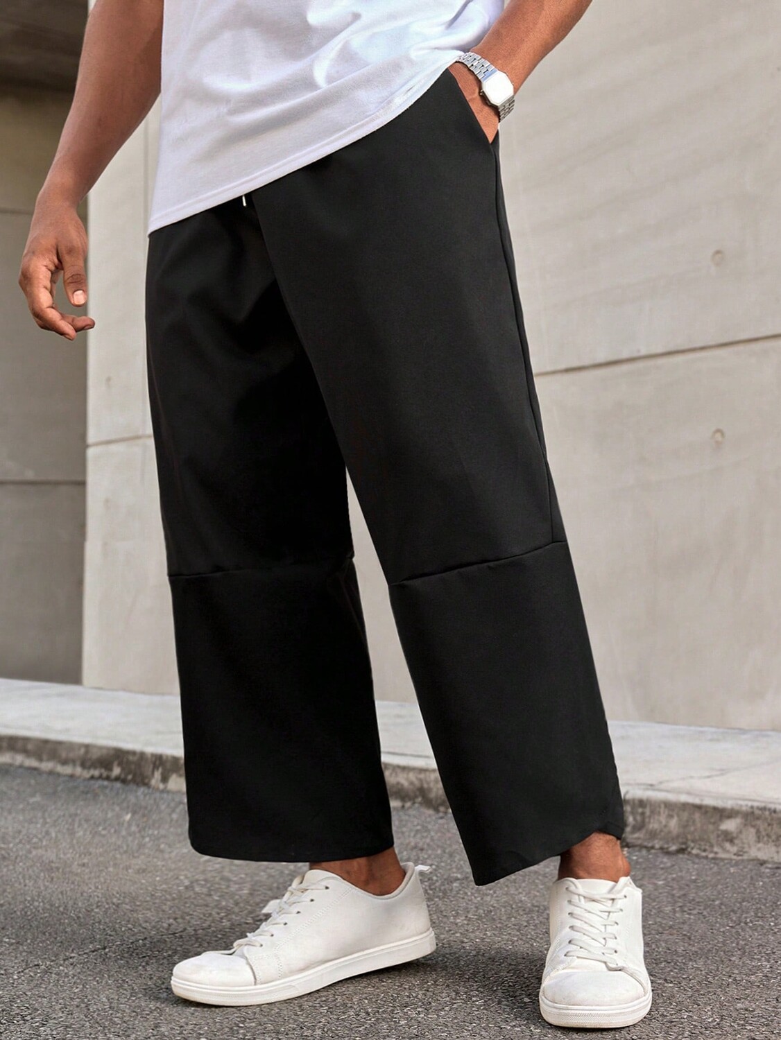

Свободные брюки Casual Max, однотонные, со вставными карманами, для мужчин крупного размера Manfinity, черный