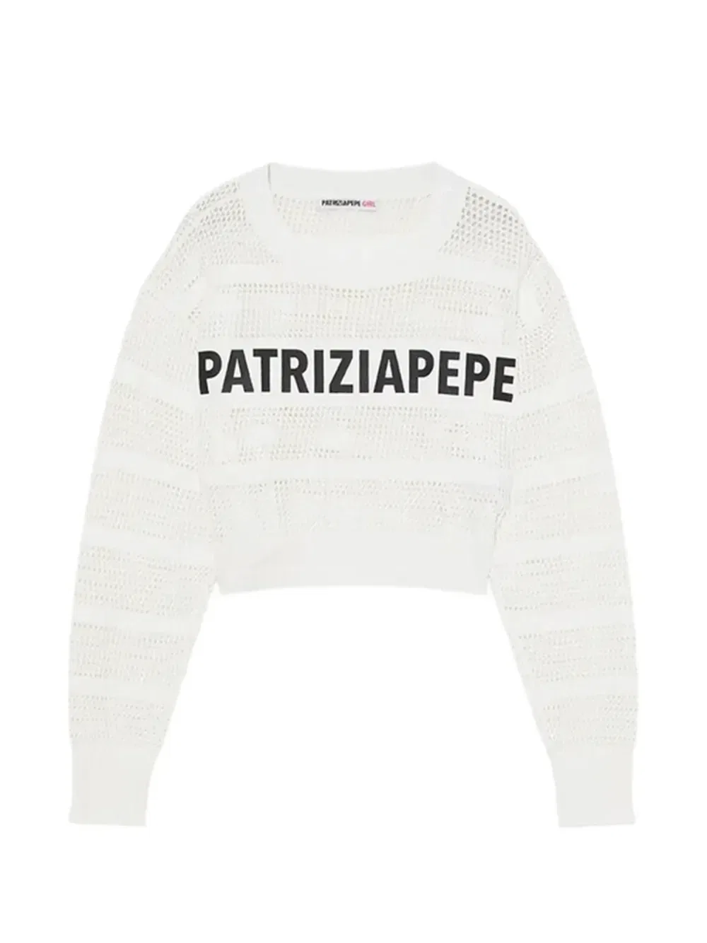 Ажурный вязаный джемпер Patrizia Pepe Girl, белый
