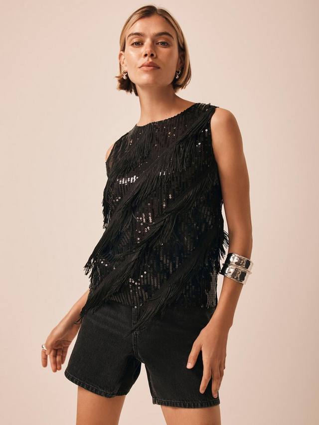 

Топ без рукавов с пайетками и бахромой Mint Velvet