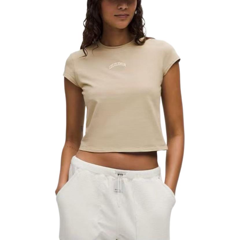 

Обычная футболка женская Lululemon, светло-слоновая кость/коричневый