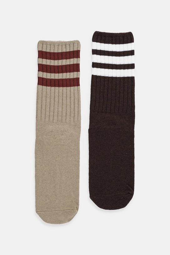 Носки Adidas Originals Ribbed Crew Socks 2 Pairs, хаки/темно-коричневый — фото 2